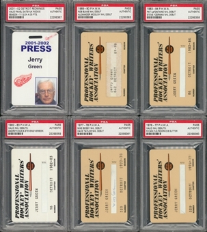 1972-02 NHL Press And Season Pass Collection- 12 Total (PSA)